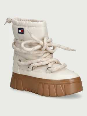Tommy Jeans TJW PLATFORM NYLON SNOWBOOT WL śniegowce damskie beżowy