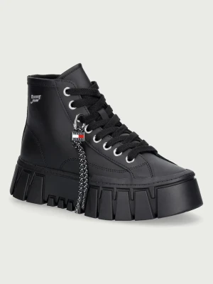 Tommy Jeans TJW PLATFORM SNEAKER LEATHER MC trampki damskie skórzane czarny