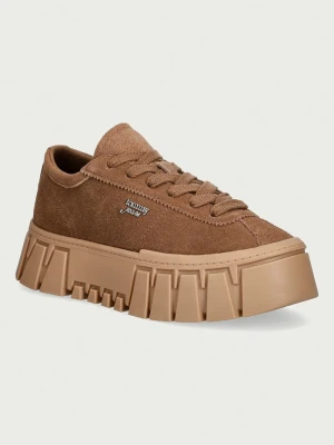 Tommy Jeans TJW PLATFORM SNEAKER SUEDE sneakersy damskie zamszowe brązowy