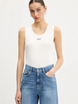 Tommy Jeans top bawełniany kolor beżowy DW0DW21369