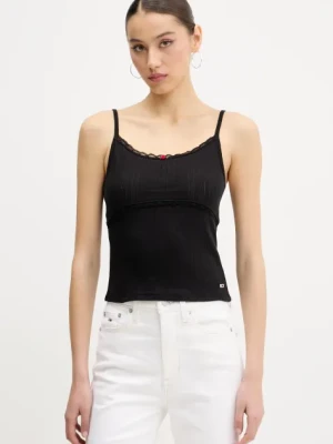 Tommy Jeans top bawełniany kolor czarny DW0DW20620