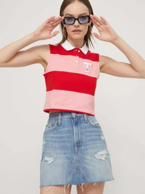 Tommy Jeans top bawełniany kolor czerwony DW0DW17764