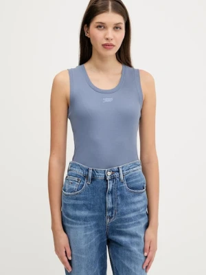 Tommy Jeans top bawełniany kolor niebieski DW0DW21369