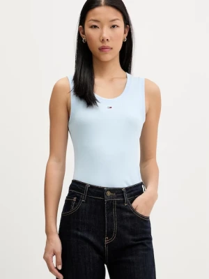 Tommy Jeans top damski bawełniany z elastanem niebieski