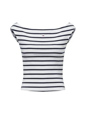 Tommy Jeans Top damski Kobiety Bawełna biały|niebieski w paski,