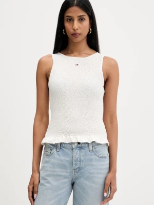 Tommy Jeans top damski z bawełną beżowy