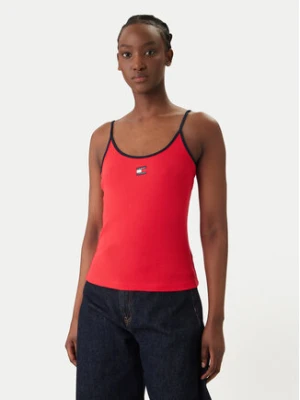 Tommy Jeans Top DW0DW22261 Czerwony Slim Fit