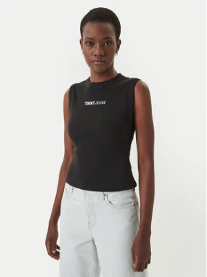 Tommy Jeans Top DW0DW22577 Czarny Slim Fit