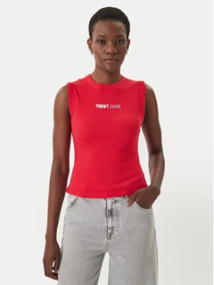 Tommy Jeans Top DW0DW22577 Czerwony Slim Fit