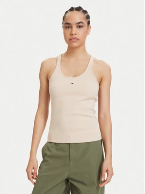 Tommy Jeans Top Racerback DW0DW22264 Beżowy jasny Slim Fit