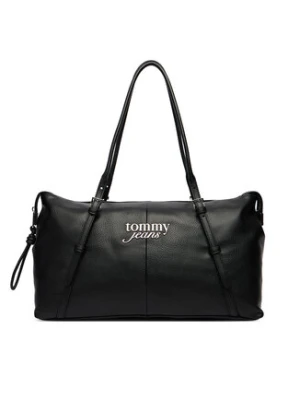 Tommy Jeans Torebka Pebble Grain Metal Logo Tote Bag AW0AW18472 Czarny