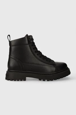 Tommy Jeans trapery skórzane TJM WARM LINING BOOT męskie kolor czarny EM0EM01274