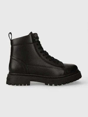 Tommy Jeans trapery skórzane TJM WARM LINING BOOT męskie kolor czarny EM0EM01274