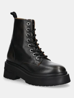Tommy Jeans workery skórzane TJW CHUNKY RUGGED BOOT damskie kolor brązowy na platformie EN0EN02847