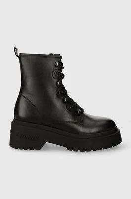 Tommy Jeans workery skórzane TJW LACE UP BOOT CHUNKY damskie kolor czarny na platformie EN0EN02404