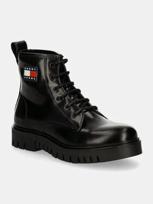 Tommy Jeans workery skórzane TJW LACE UP BOOT damskie kolor czarny na platformie EN0EN02624