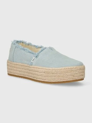 Toms espadryle Valencia kolor niebieski na platformie 10019798