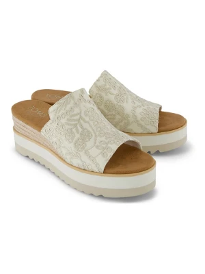 TOMS Klapki w kolorze kremowym na koturnie rozmiar: 40