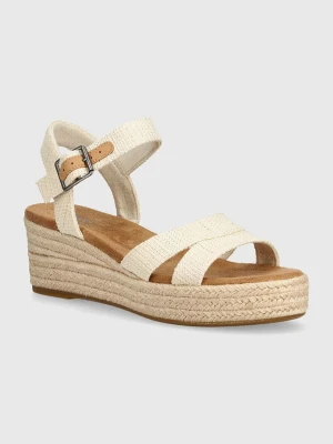 TOMS Sandały w kolorze kremowym na koturnie rozmiar: 38