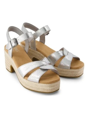 TOMS Skórzane sandały w kolorze srebrnym na obcasie rozmiar: 40