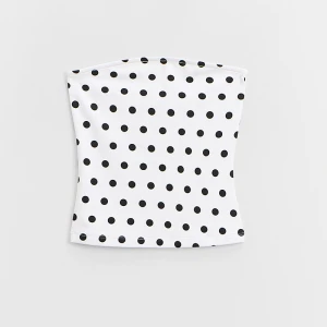 Top bandeau biały w czarne kropki House