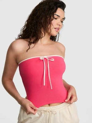 Top bandeau z marszczeniem i wiązaniem z przodu All-Day Cotton Victoria's Secret Różowy
