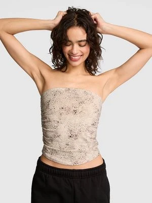 PINK Top bandeau z marszczeniem po bokach All-Day Cotton Victoria's Secret