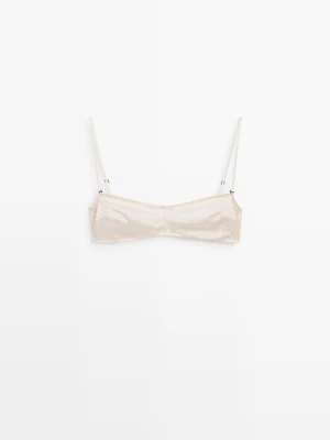 Top Bandeau Z Mieszanki Jedwabiu - Surowy - - Massimo Dutti - Kobieta