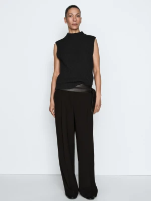 Top Bawełniany Z Grubej Dzianiny – Studio - Granatowy - - Massimo Dutti - Kobieta