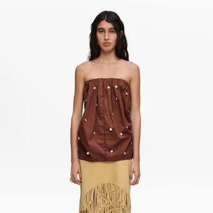 Top bez ramiączek marszczony brązowy BIMBA Y LOLA