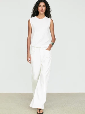 Top Bez Rękawów 100% Bawełna - Biały - Massimo Dutti - Female