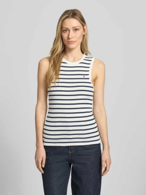 Top bez rękawów o kroju slim fit z czystej bawełny model 'SLIM CODY' Tommy Hilfiger Biały