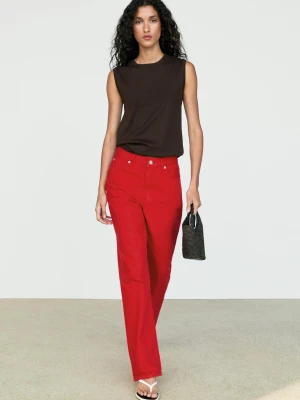 Top Bez Rękawów Ze 100% Bawełny - Brązowy - Massimo Dutti - Female