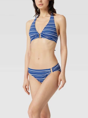 Top bikini ze wzorem w paski model ‘RING FRONT HALTER’ Lauren Ralph Lauren
