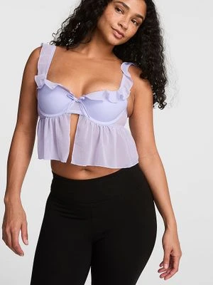 Top biustonoszowy babydoll lekko usztywniany GRWPINK Victoria's Secret Fioletowy