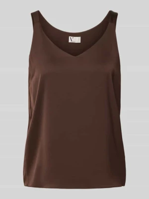 Top bluzkowy o kroju comfort fit z dekoltem w łódkę VM By Vera Mont Ciemnobrązowy