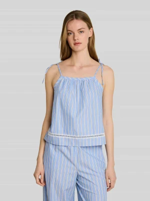 Top bluzkowy o kroju loose fit z czystej bawełny Tom Tailor Błękitny melanż