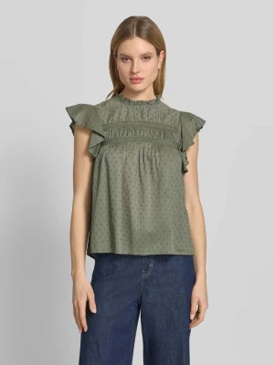Top bluzkowy o kroju regular fit z czystej bawełny model 'TRINE' Vero Moda