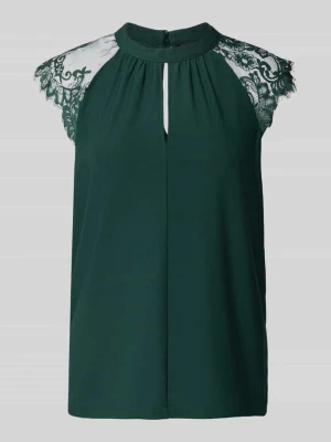 Top bluzkowy o kroju regular fit z dodatkiem koronki model ‘MILLA’ Vero Moda