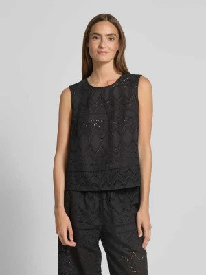 Top bluzkowy o kroju regular fit z haftem angielskim Christian Berg Woman Selection