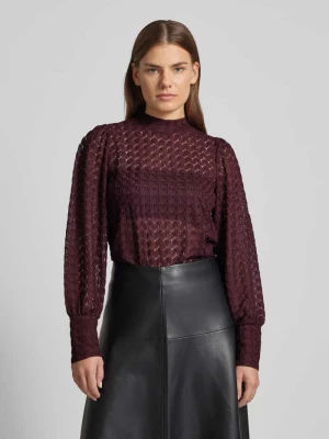 Top bluzkowy o kroju regular fit z koronki z bufiastymi rękawami model ‘BECCA’ Vero Moda