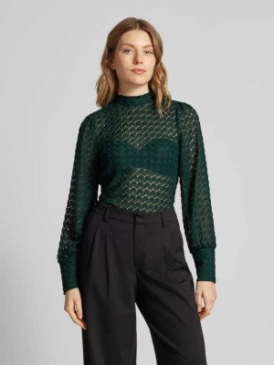 Top bluzkowy o kroju regular fit z koronki z bufiastymi rękawami model ‘BECCA’ Vero Moda