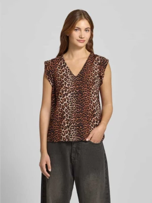 Top bluzkowy o kroju regular fit z krótkim rękawem model ‘NYA’ Pieces