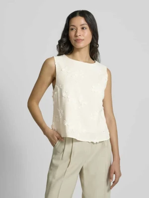 Top bluzkowy o kroju regular fit z mieszanki wiskozy z haftami Apricot