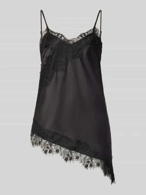 top bluzkowy o kroju regular fit z obszyciem koronką model 'INDONA' Only Czarny