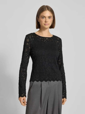 Top bluzkowy o kroju regular fit z przezroczystej koronki model ‘JOHANNE’ Pieces