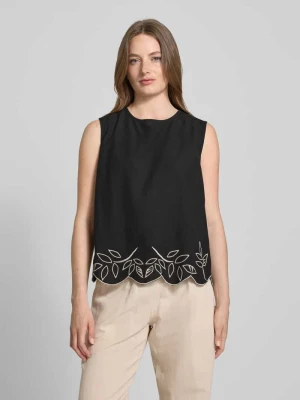 Top bluzkowy o kroju regular fit z wyhaftowanym motywem model ‘IBONO’ B.Young Czarny