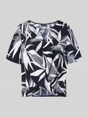 Top bluzkowy o kroju regular fit z wzorem na całej powierzchni Vera Mont Granatowy