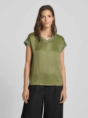 Top bluzkowy o kroju relaxed fit z dekoltem w serek MORE & MORE
