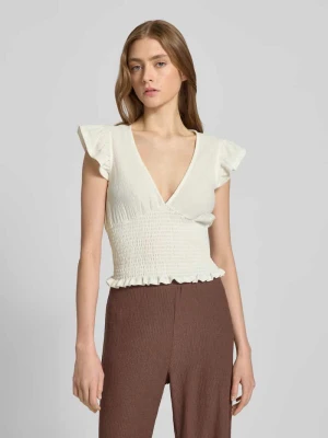 Top bluzkowy o kroju slim fit z marszczonymi detalami Gina Tricot